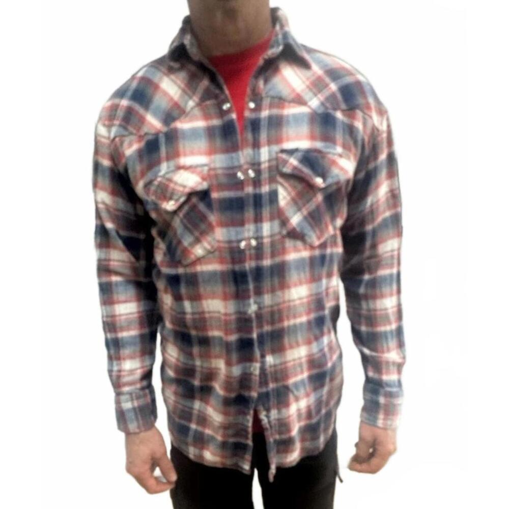 90s Canyon Guide Large Pearl Snap Button Up Flannel Shirt